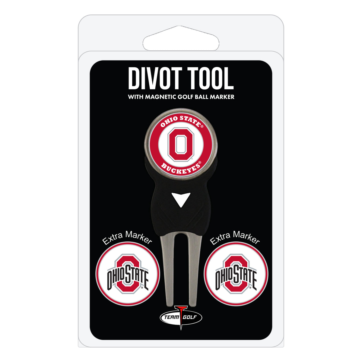 Ohio State Buckeyes divot repair tool and three ball markers