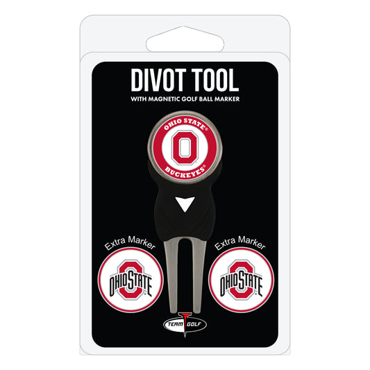 Ohio State Buckeyes divot repair tool and three ball markers
