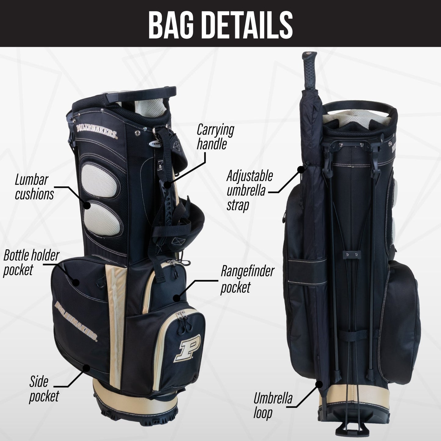 Purdue Boilermakers Fairway Stand Bag - Image 2 - Club Rehab