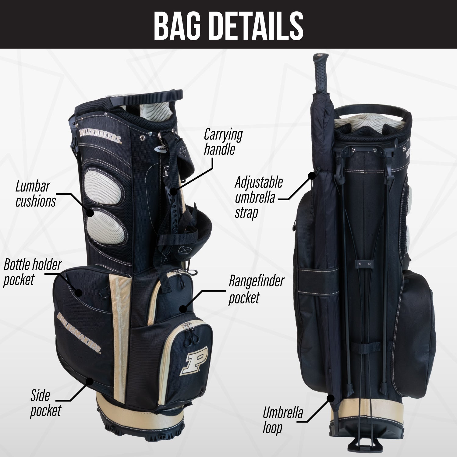 Purdue Boilermakers Fairway Stand Bag - Image 2 - Club Rehab