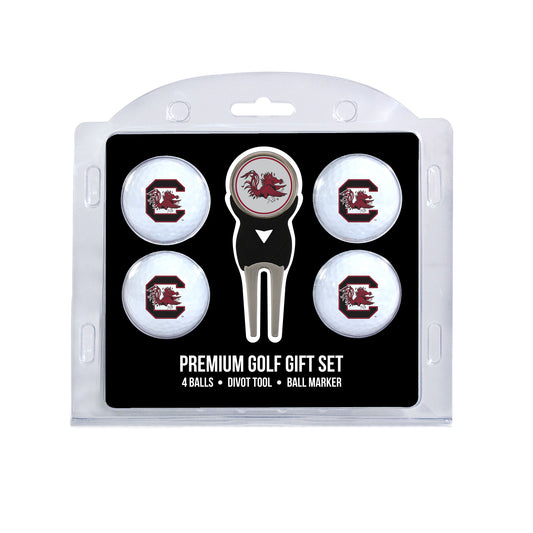 South Carolina four ball golf gift set with divot tool and ball marker