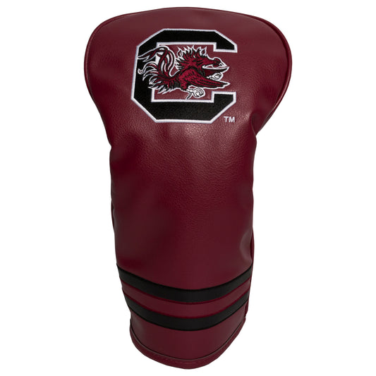 Maroon golf club head cover with a logo on a white background