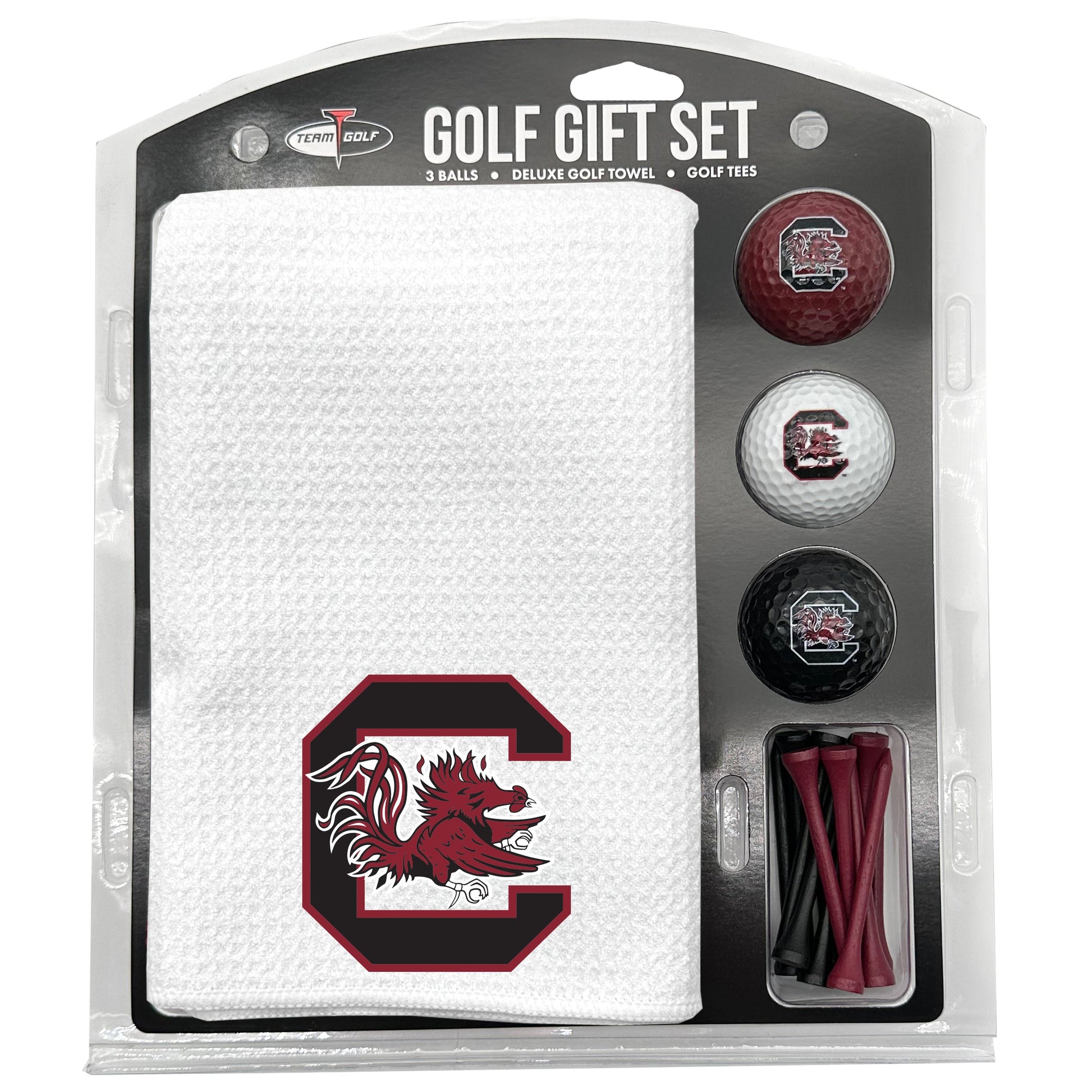 South Carolina Gamecocks White Microfiber Towel Golf Gift Set - Club Rehab