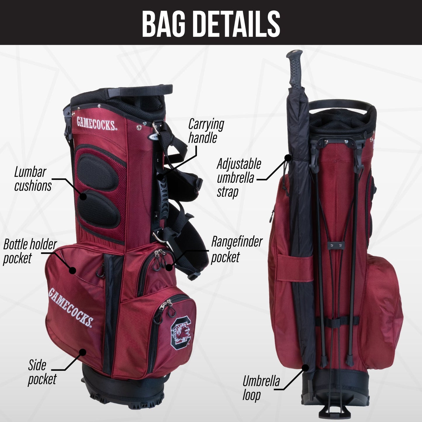 South Carolina Gamecocks Fairway Stand Bag - Image 2 - Club Rehab