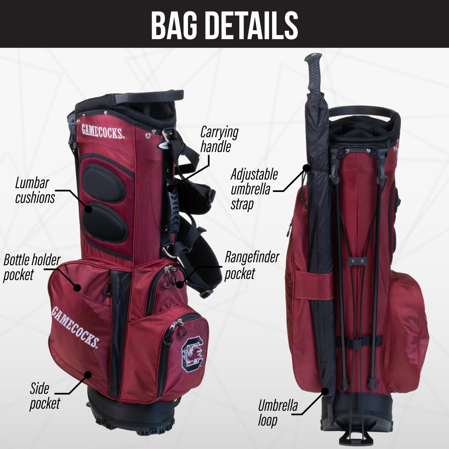 South Carolina Gamecocks Fairway Stand Bag - Image 2 - Club Rehab