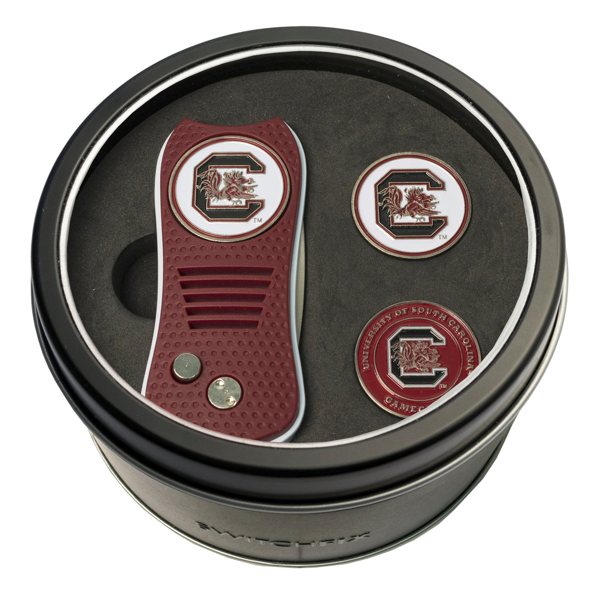 South Carolina Gamecocks Switchblade divot tool and ball marker tin gift set