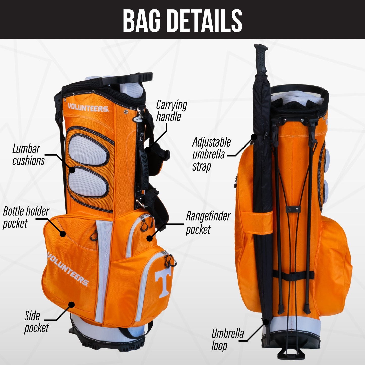 Tennessee Volunteers Fairway Stand Bag - Image 2 - Club Rehab