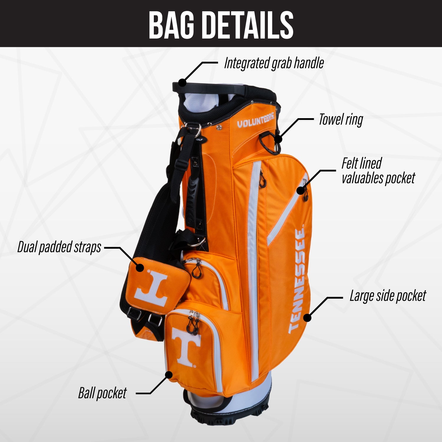 Tennessee Volunteers Fairway Stand Bag - Image 3 - Club Rehab