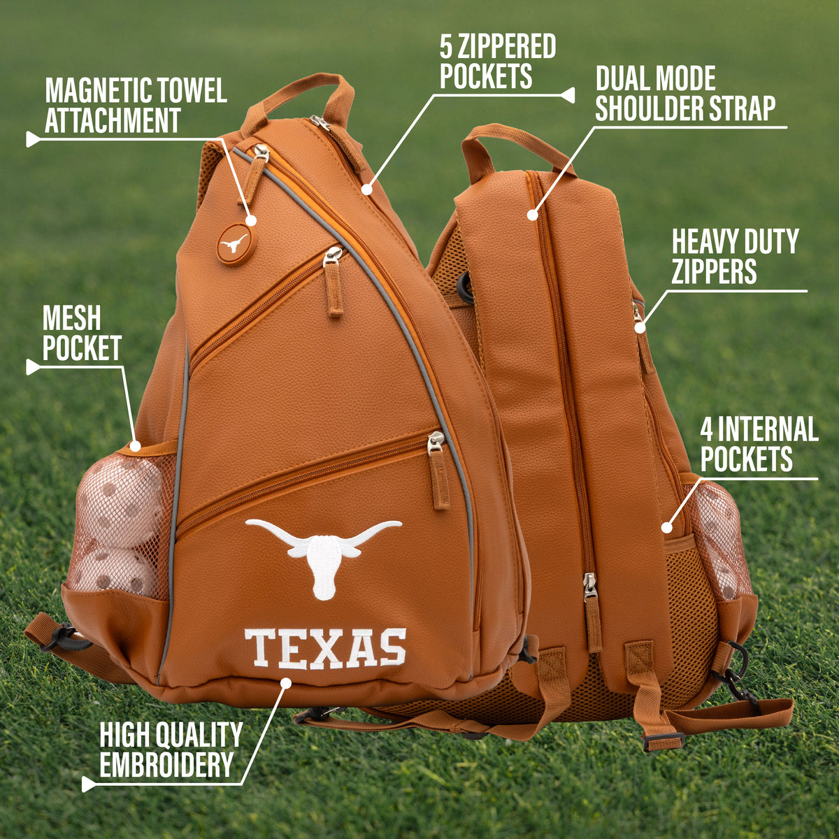 Texas Longhorns PU leather backpack by Team Golf, view 9
