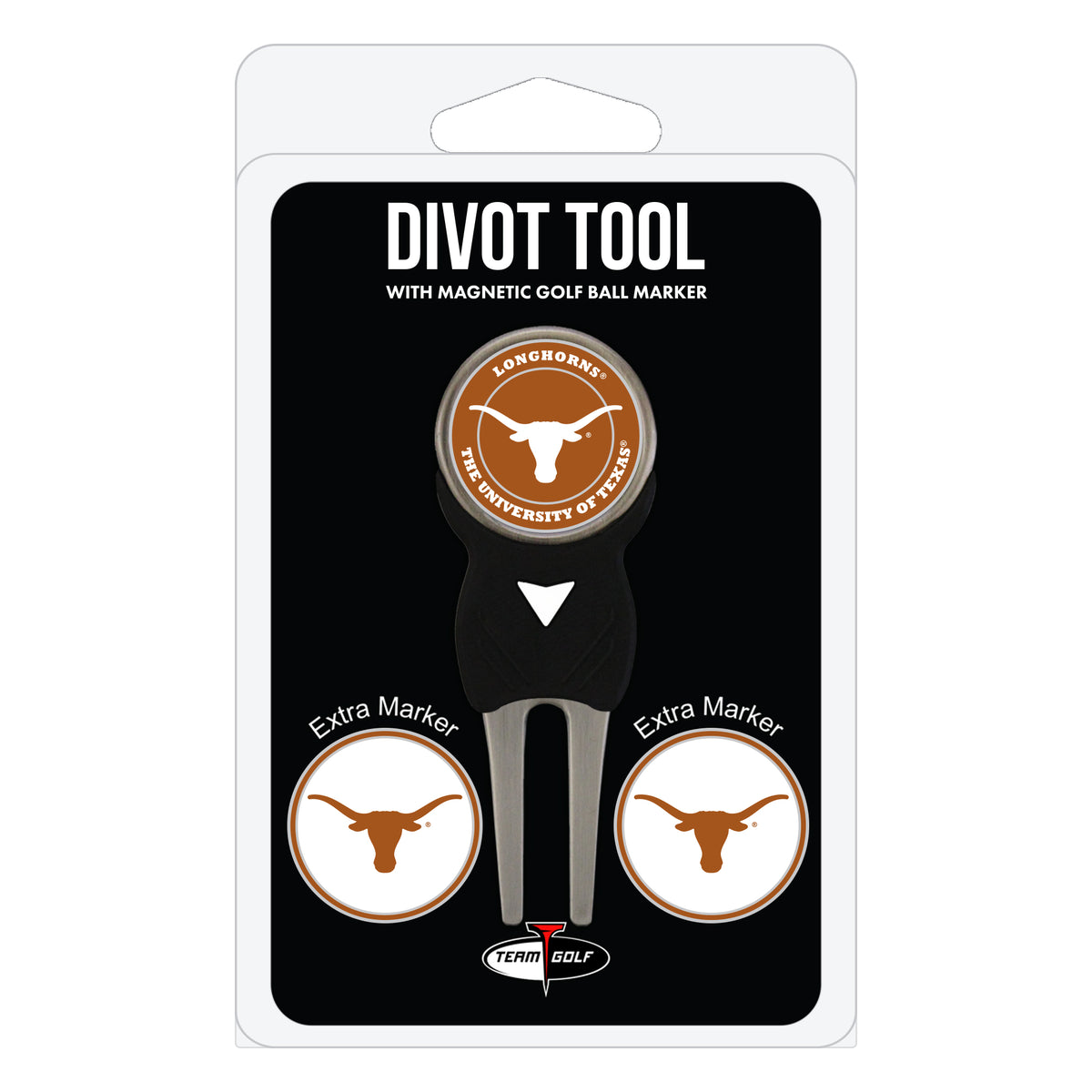 Texas Longhorns divot repair tool and three ball markers