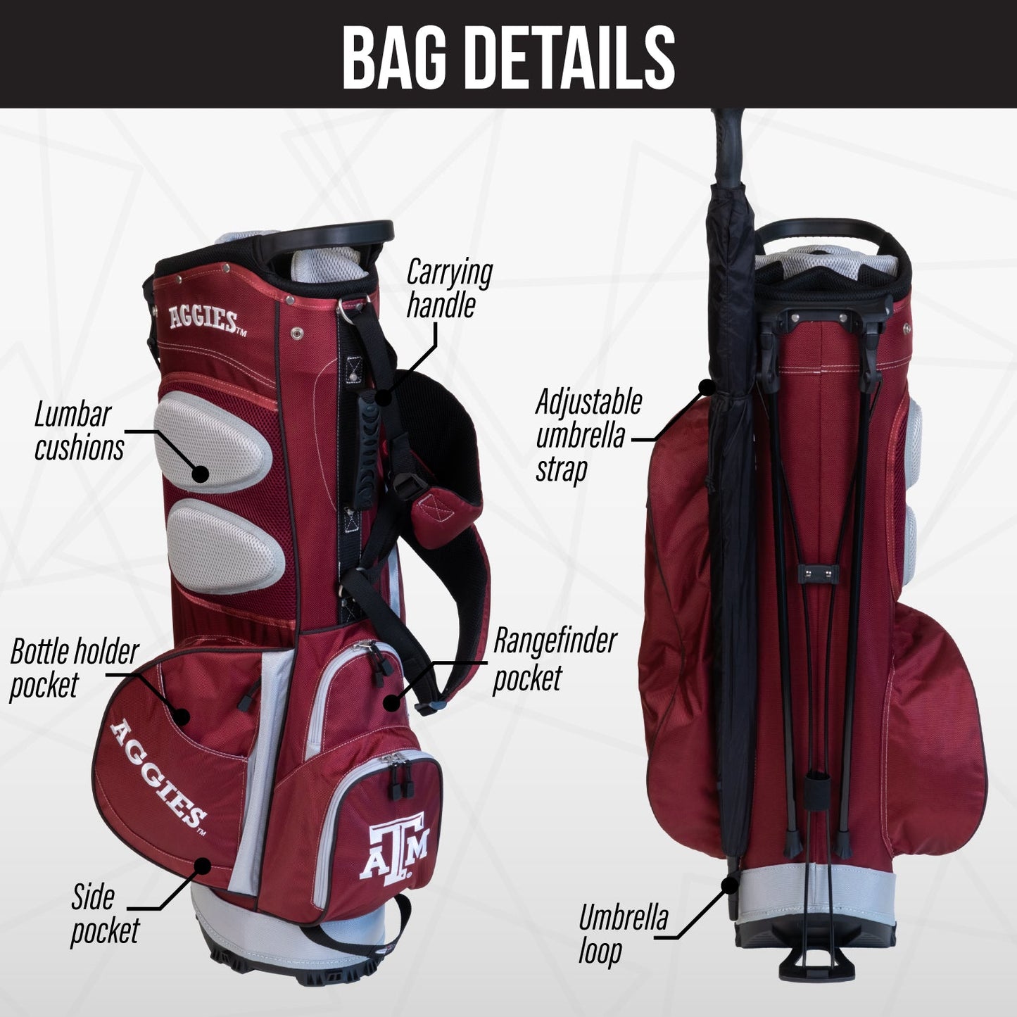 Texas A&M Aggies Fairway Stand Bag - Image 2 - Club Rehab