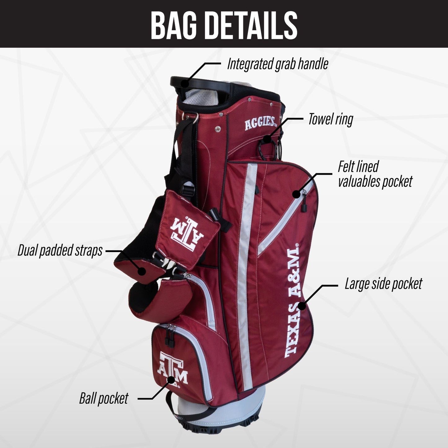 Texas A&M Aggies Fairway Stand Bag - Image 3 - Club Rehab