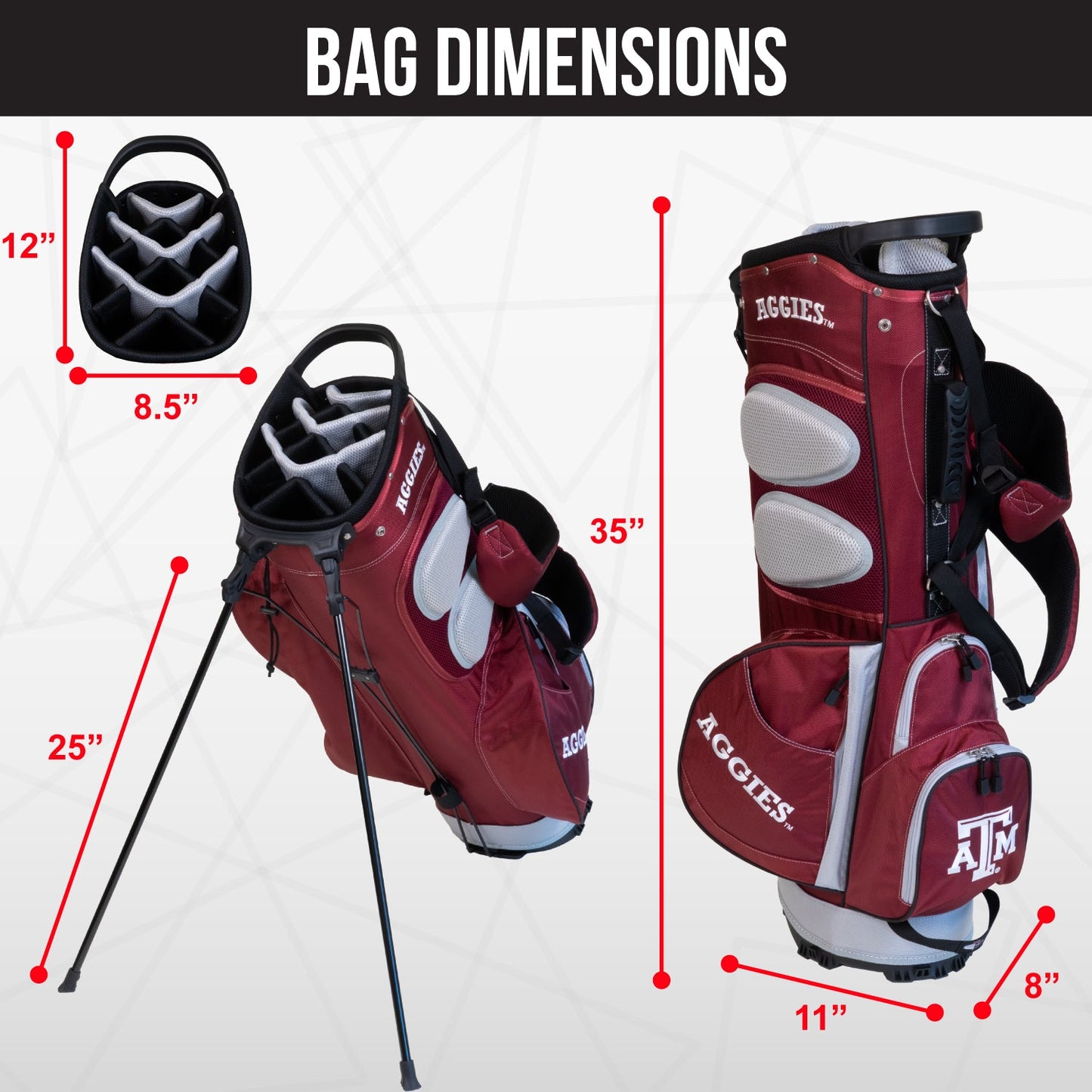 Texas A&M Aggies Fairway Stand Bag - Image 4 - Club Rehab