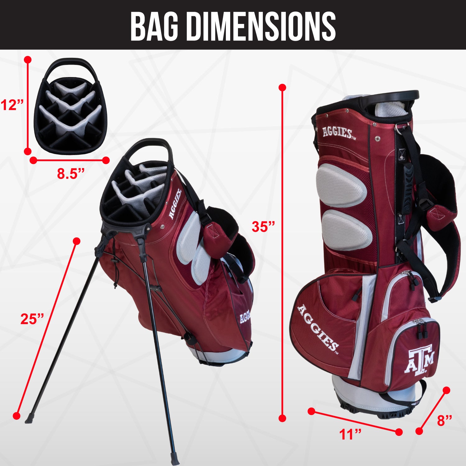 Texas A&M Aggies Fairway Stand Bag - Image 4 - Club Rehab