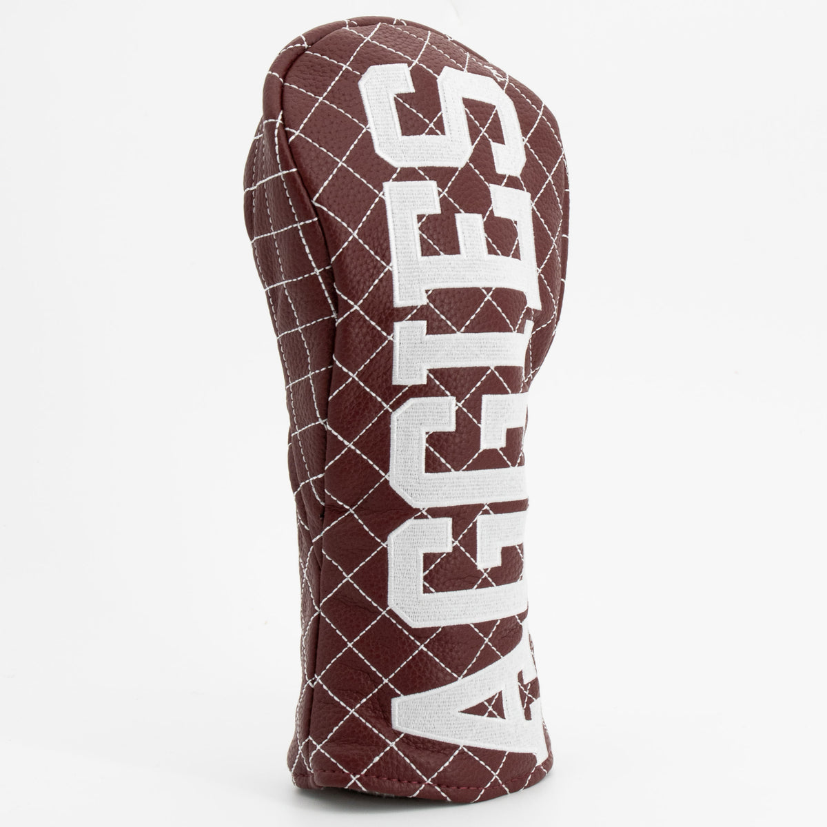 Texas A&M Aggies Solid Quilted Fairway Headcover, close-up of the diamond stitching and textured exterior
