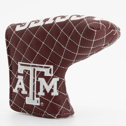 Texas A&M Aggies Solid Quilted Blade Putter Cover, angled view