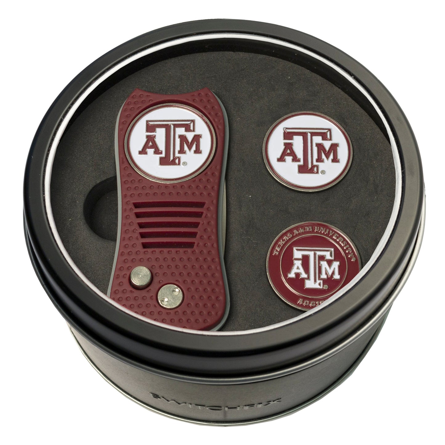 Texas A&M Aggies Switchblade divot tool and ball marker tin gift set