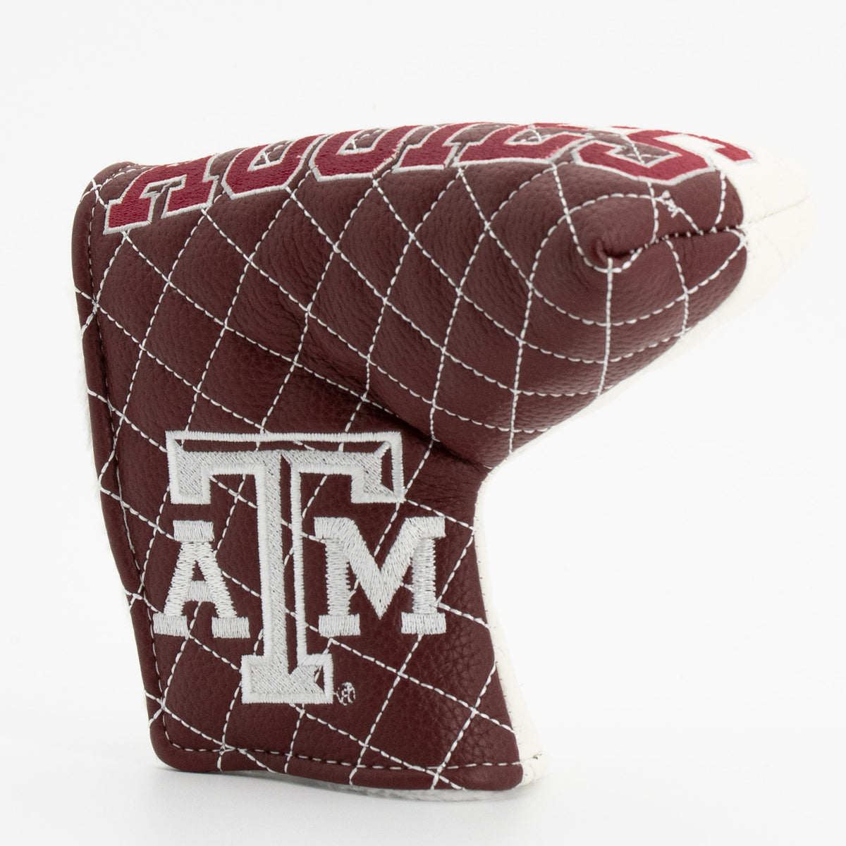 Texas A&M Aggies Split Quilted Blade Putter Cover, angled view