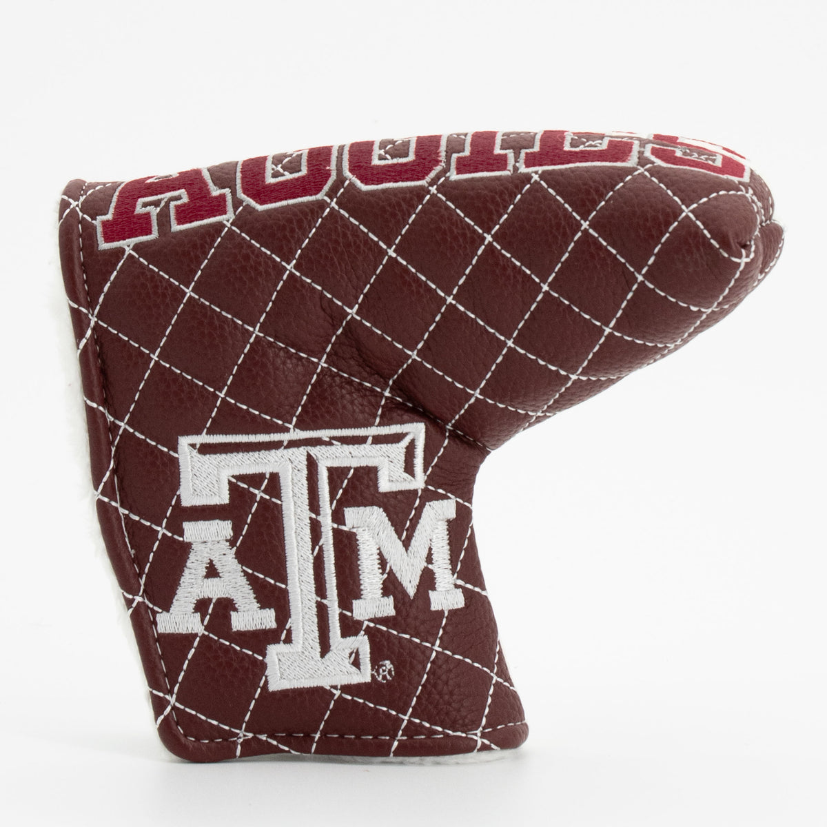 Texas A&M Aggies Split Quilted Blade Putter Cover, front view