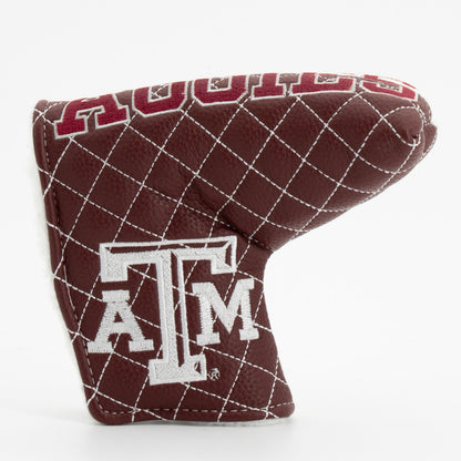 Texas A&M Aggies Split Quilted Blade Putter Cover, front view