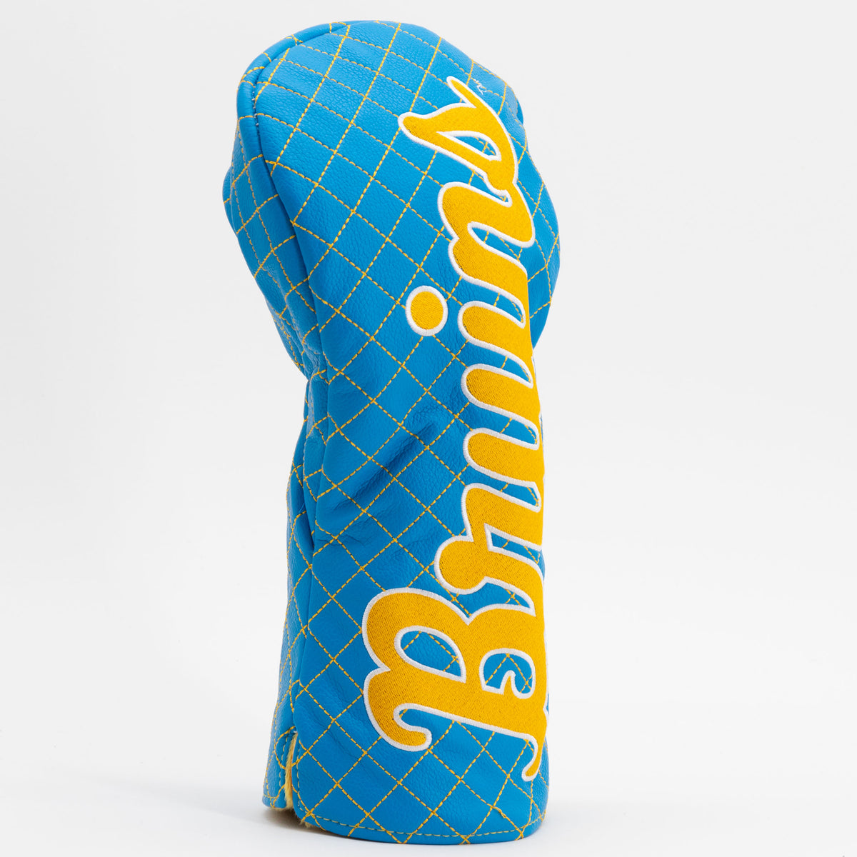 UCLA Bruins solid quilted driver headcover, close-up of diamond stitching and exterior texture