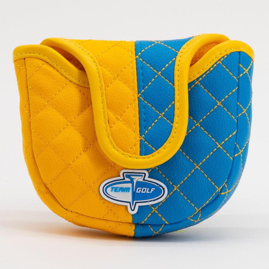 UCLA Bruins split quilted mallet putter cover, back view