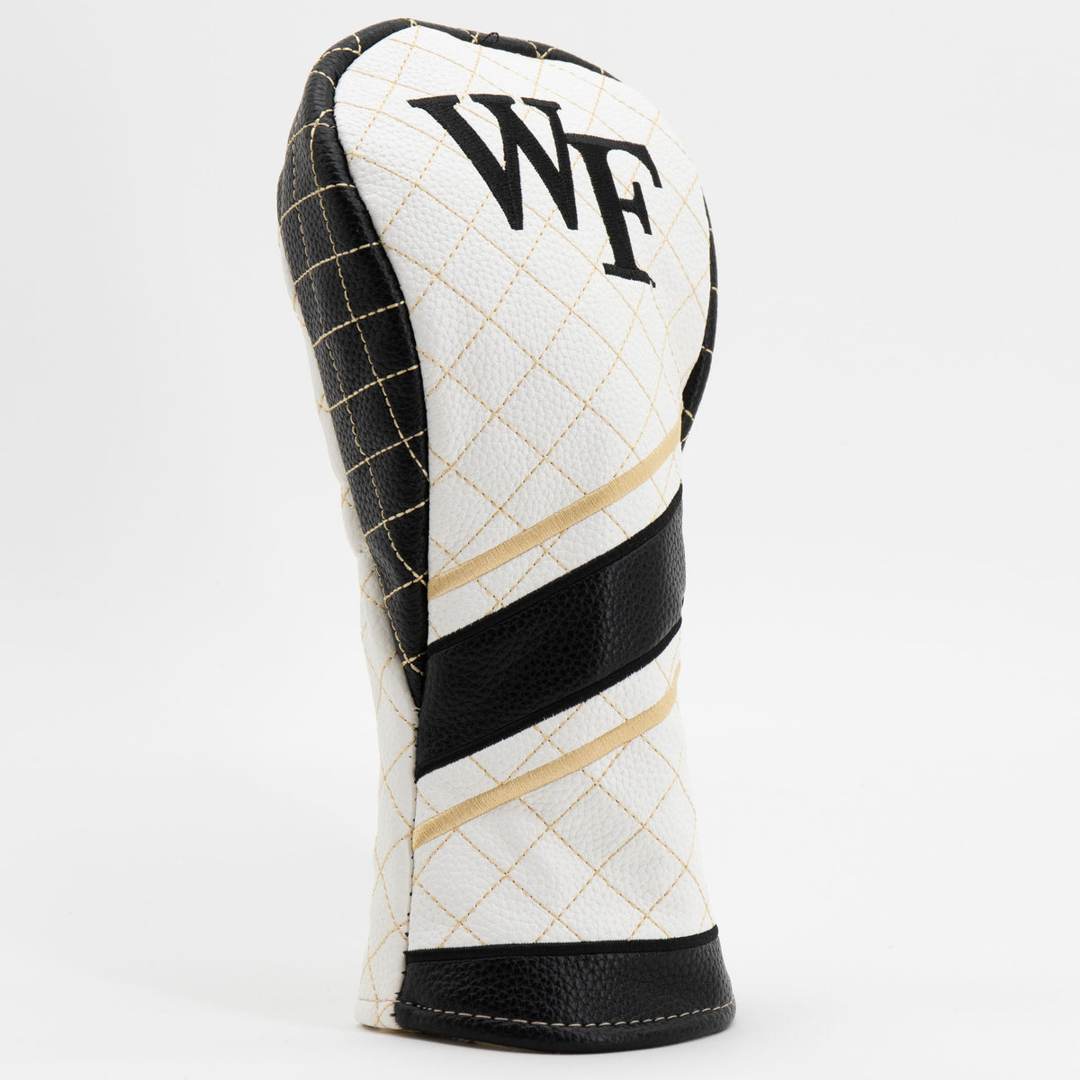 Wake Forest Demon Deacons Striped Quilted Fairway Headcover, close-up of the diamond stitching and textured exterior
