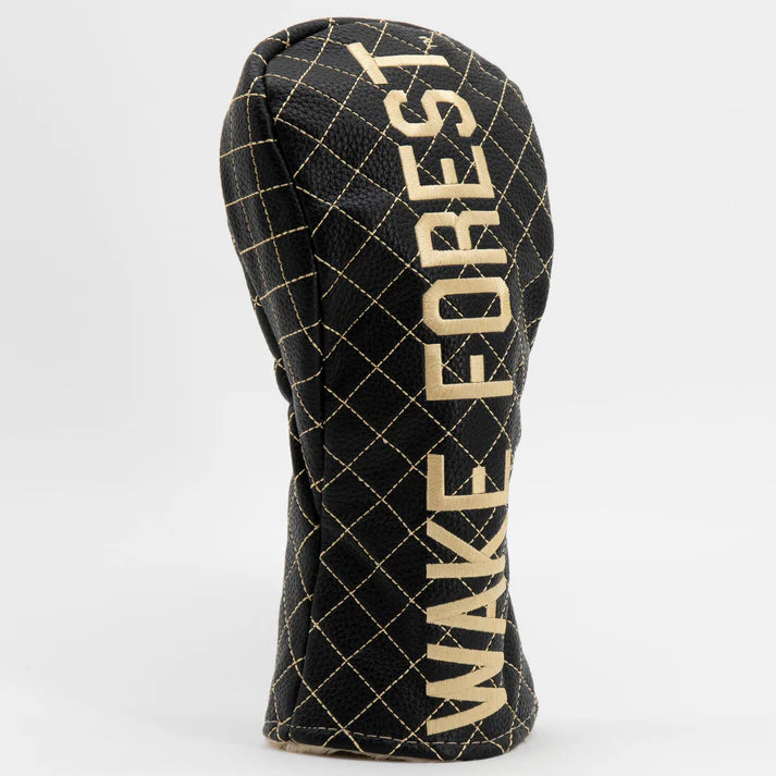 Golf club head cover with 'Wake Forest' text on a white background