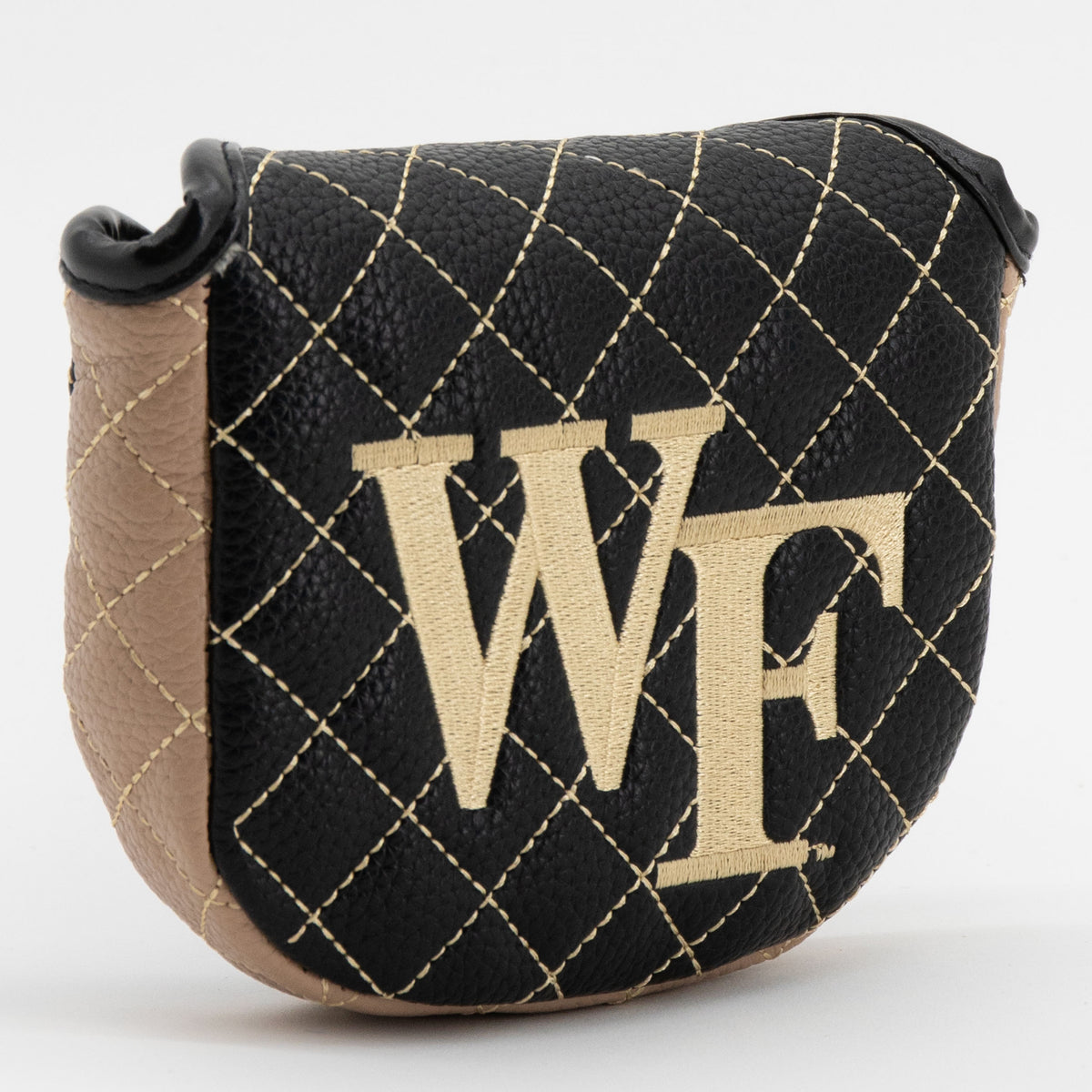 Wake Forest Demon Deacons solid quilted mallet putter cover, close-up of the stitching and textured exterior