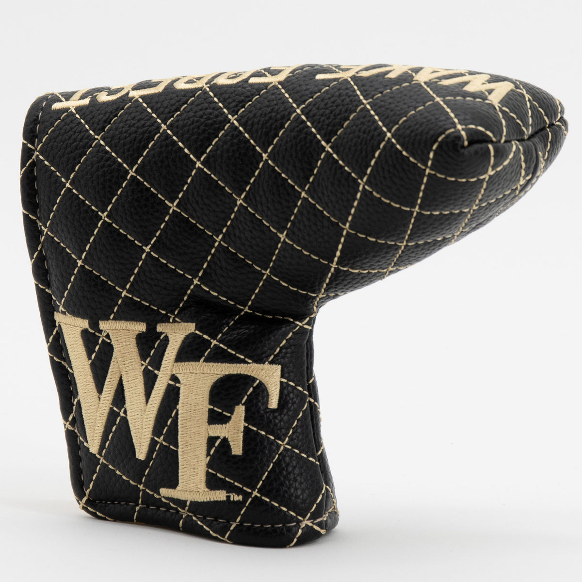 Wake Forest Demon Deacons Solid Quilted Blade Putter Cover, angled view