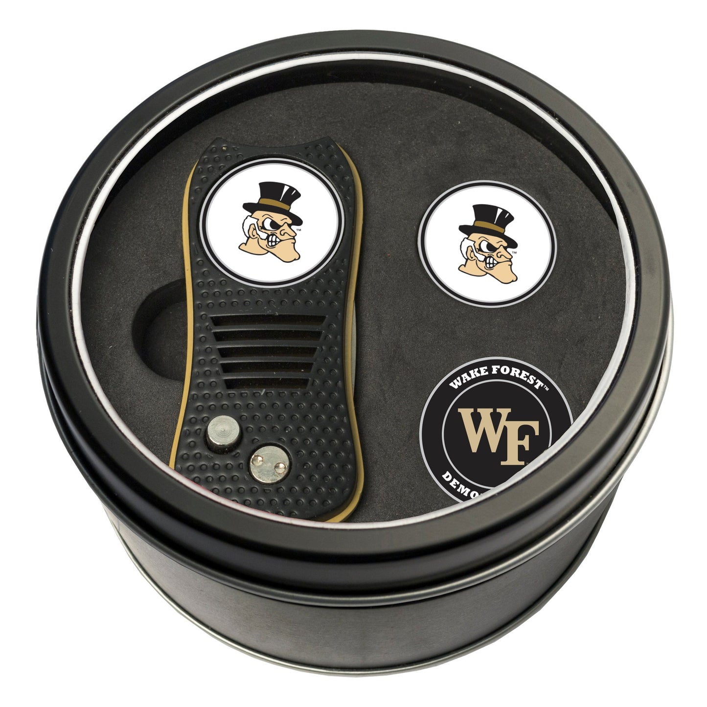Wake Forest Demon Deacons Switchblade divot tool and ball marker tin gift set