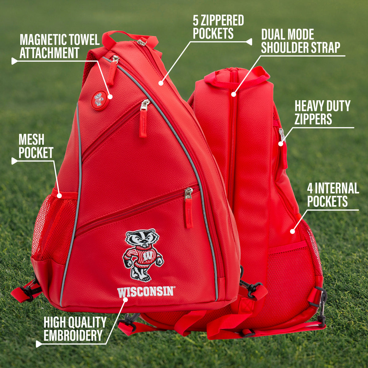 Wisconsin Badgers PU leather backpack by Team Golf, view 6
