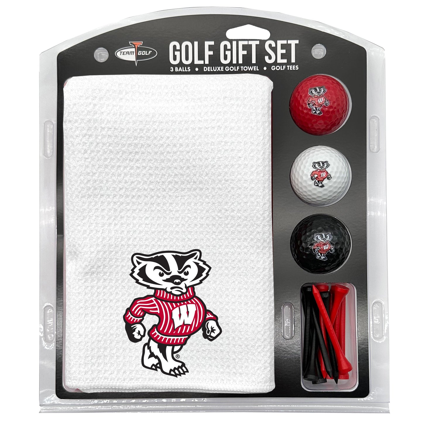 Wisconsin Badgers White Microfiber Towel Golf Gift Set - Club Rehab