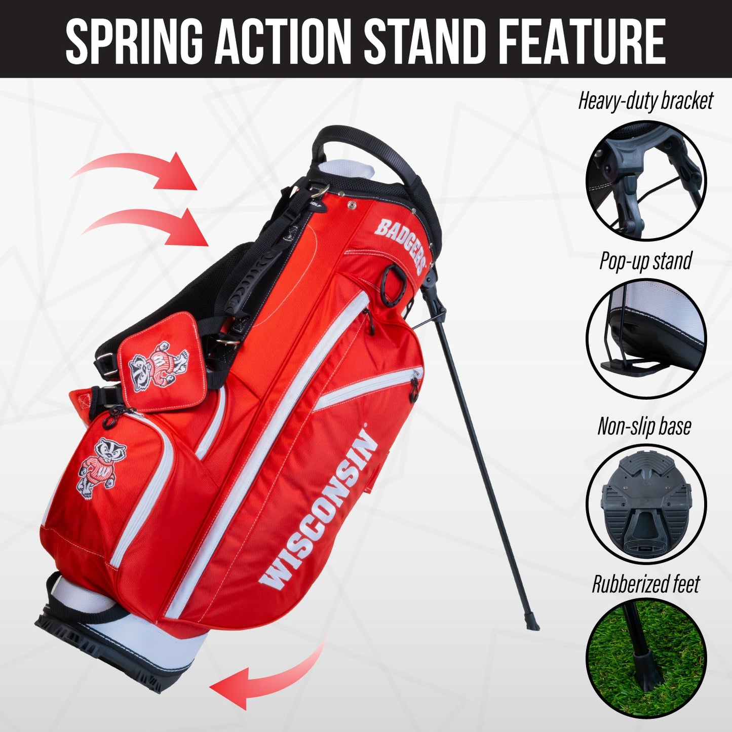 Wisconsin Badgers Fairway Stand Bag - Image 5 - Club Rehab