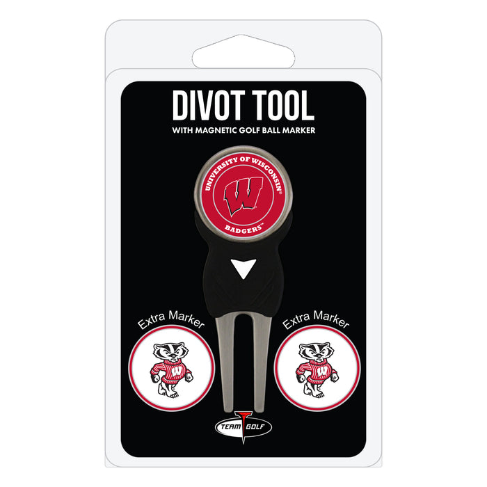 Wisconsin Badgers divot repair tool and three ball markers