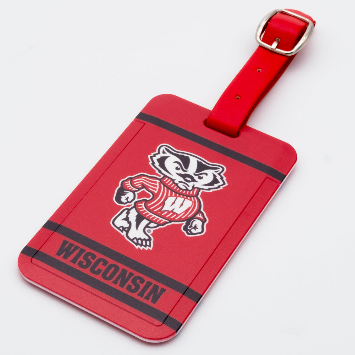 Wisconsin Badgers plastic golf bag tag by Team Golf, product photo 1