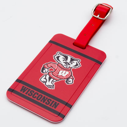 Wisconsin Badgers plastic golf bag tag by Team Golf, product photo 1