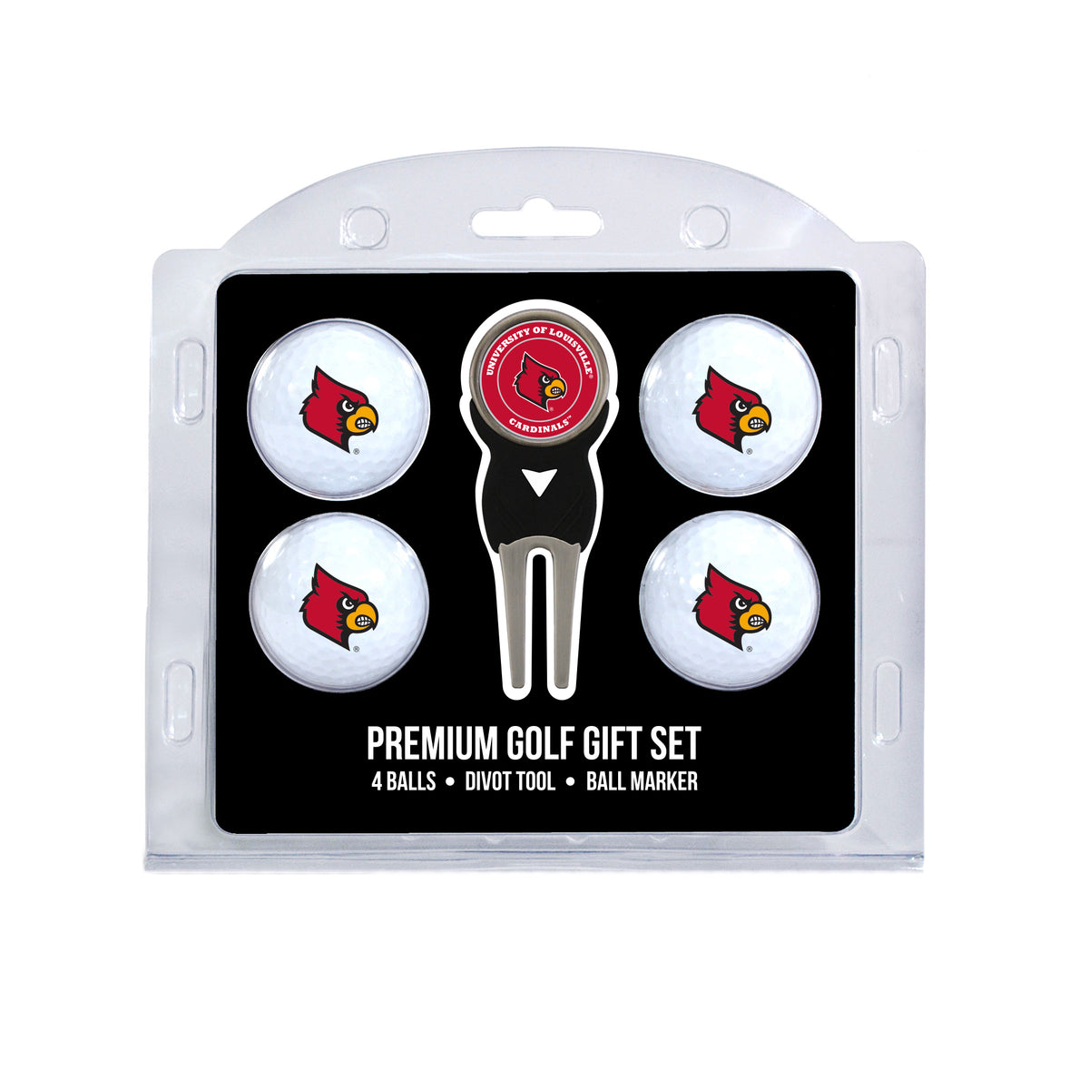 Louisville four ball golf gift set with divot tool and ball marker