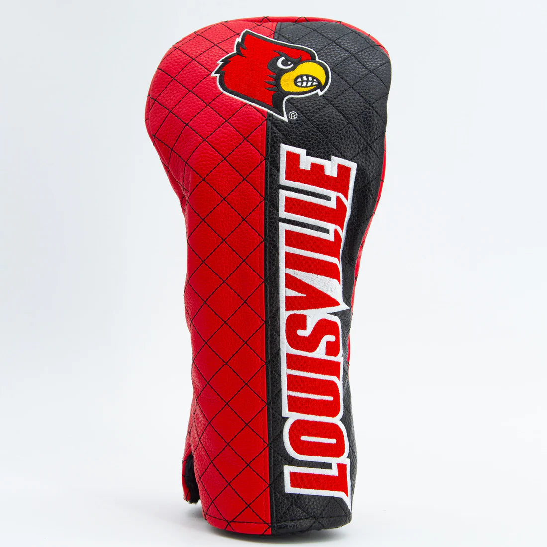 Golf club head cover with Louisville logo on a white background