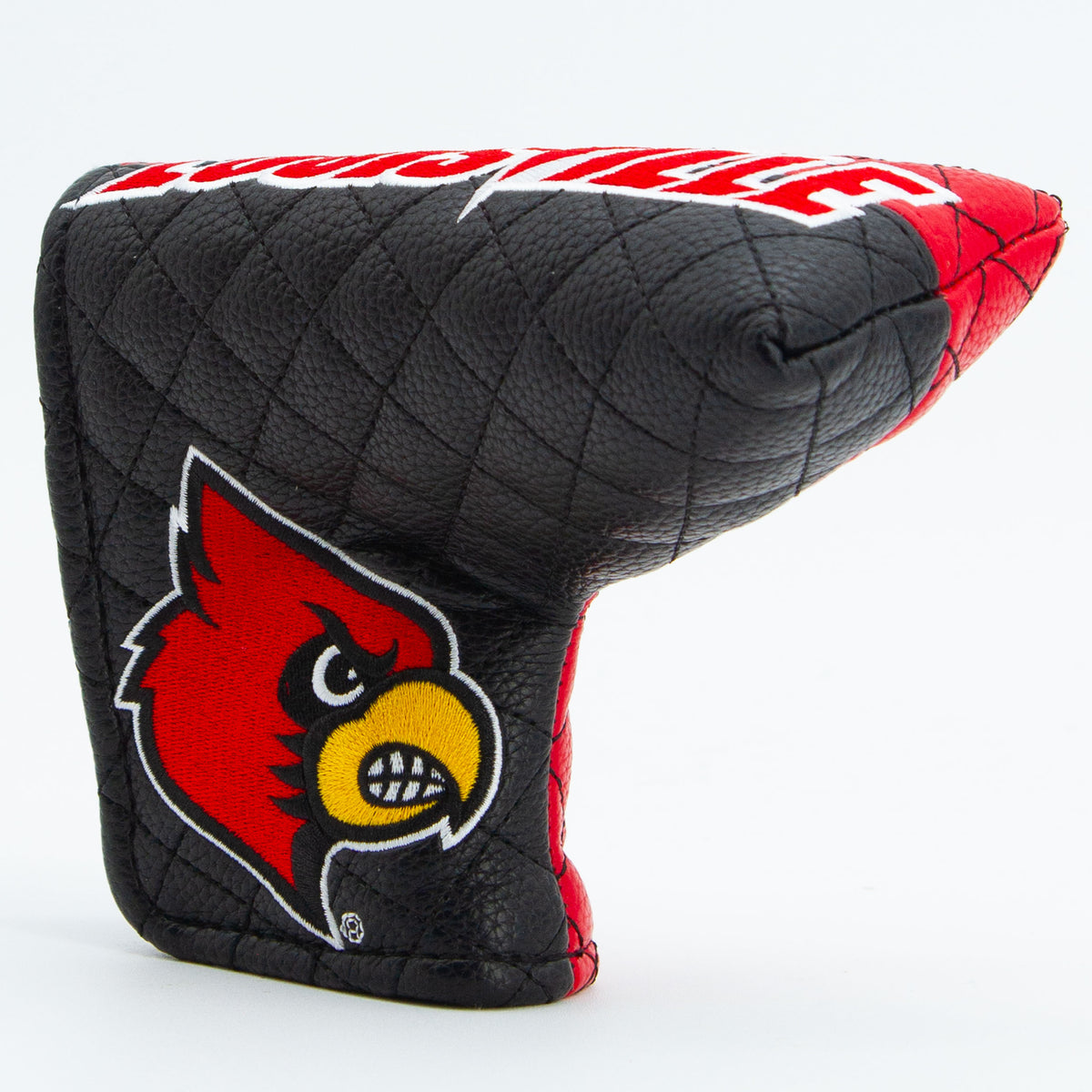 Louisville Cardinals Split Quilted Blade Putter Cover, angled view