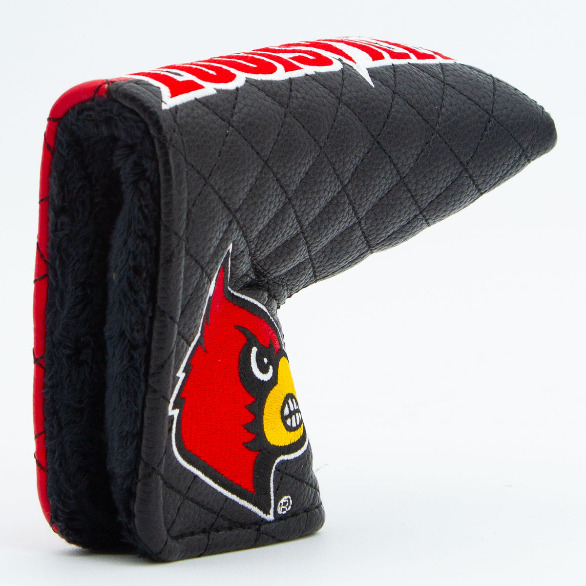 Louisville Cardinals Split Quilted Blade Putter Cover, opening detail