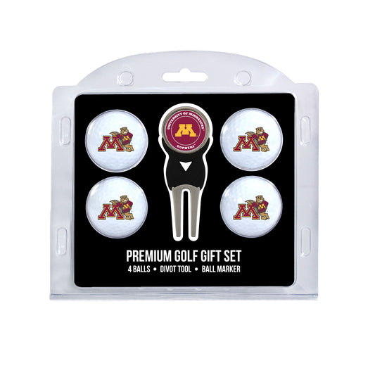 Minnesota four ball golf gift set with divot tool and ball marker