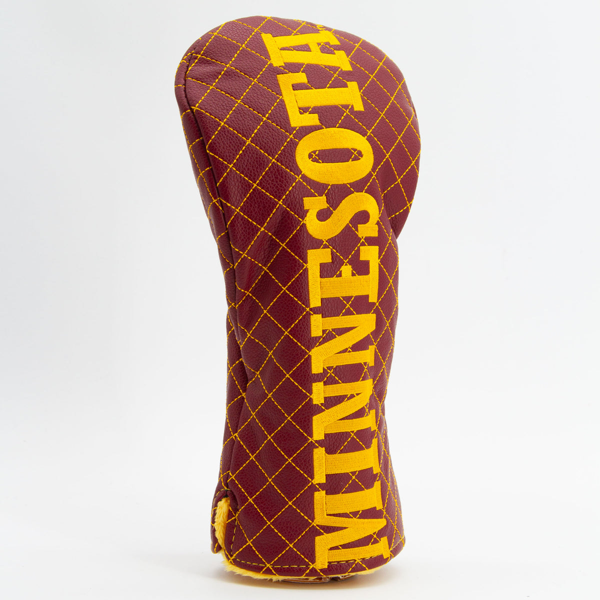 Minnesota Golden Gophers solid quilted driver headcover, close-up of diamond stitching and exterior texture