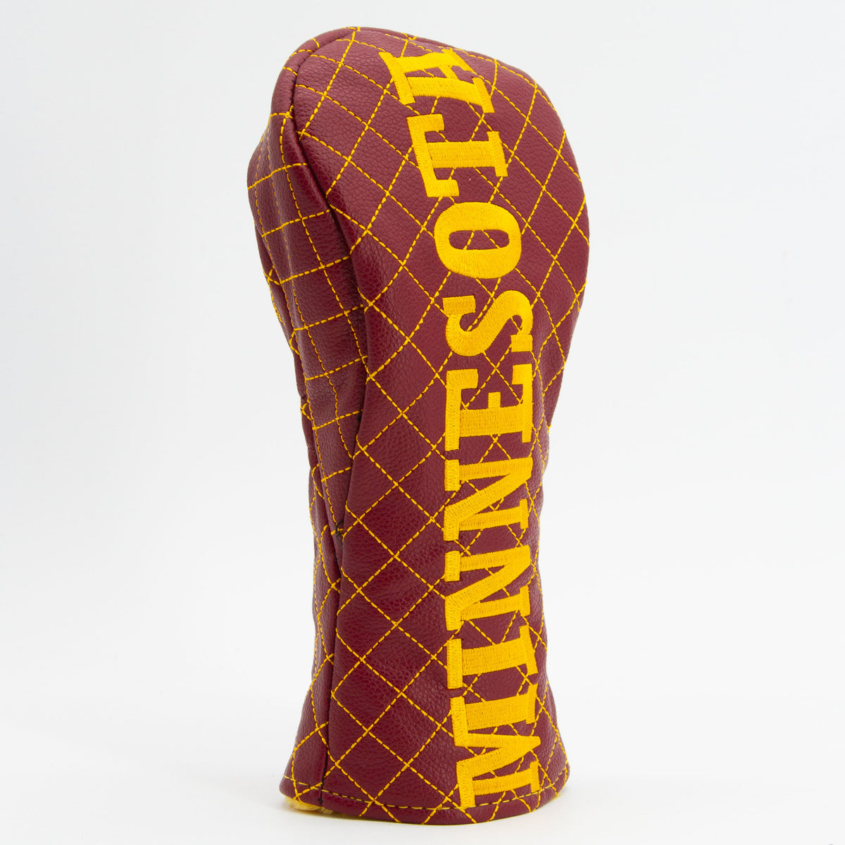 Minnesota Golden Gophers Solid Quilted Fairway Headcover, close-up of the diamond stitching and textured exterior