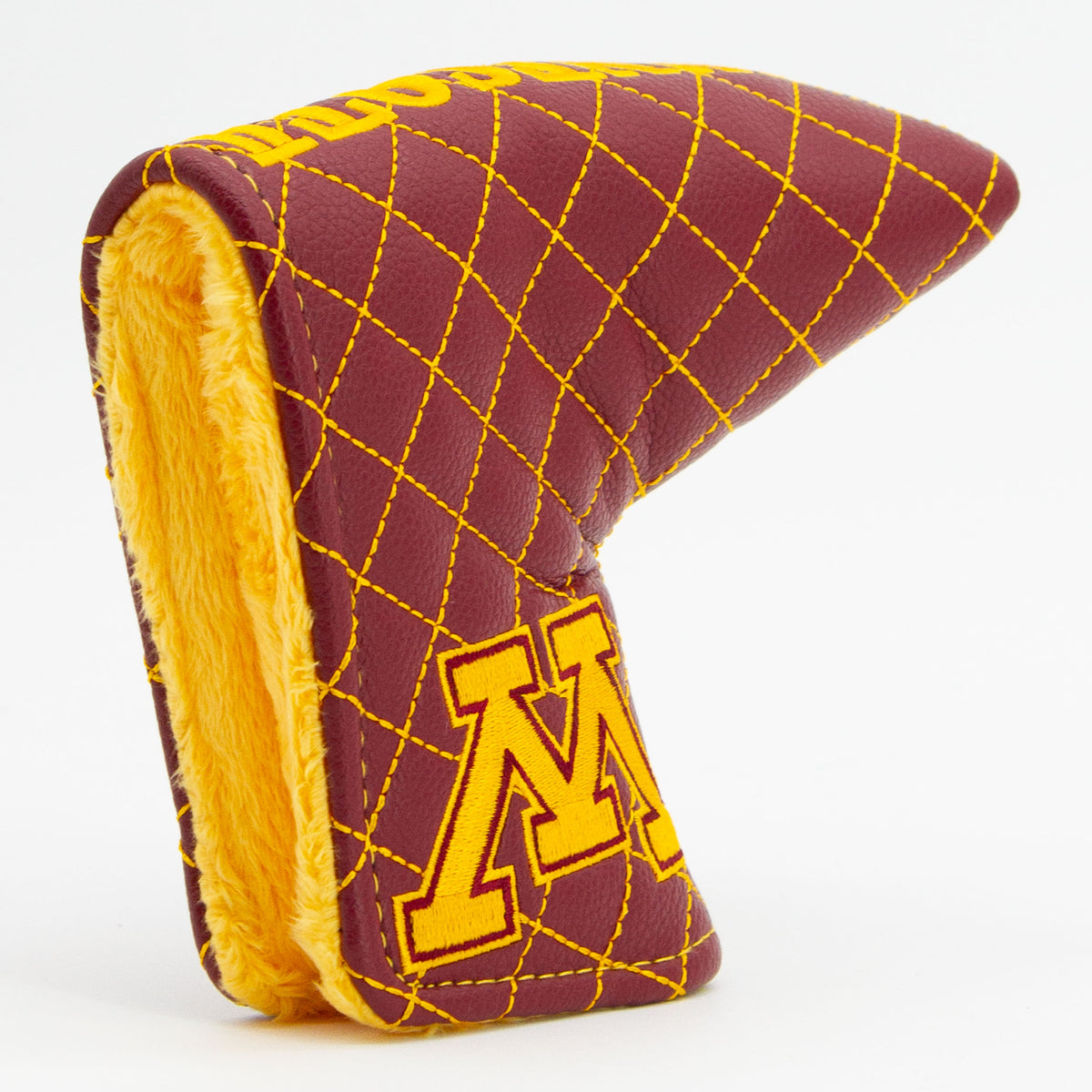Minnesota Golden Gophers Solid Quilted Blade Putter Cover, opening detail