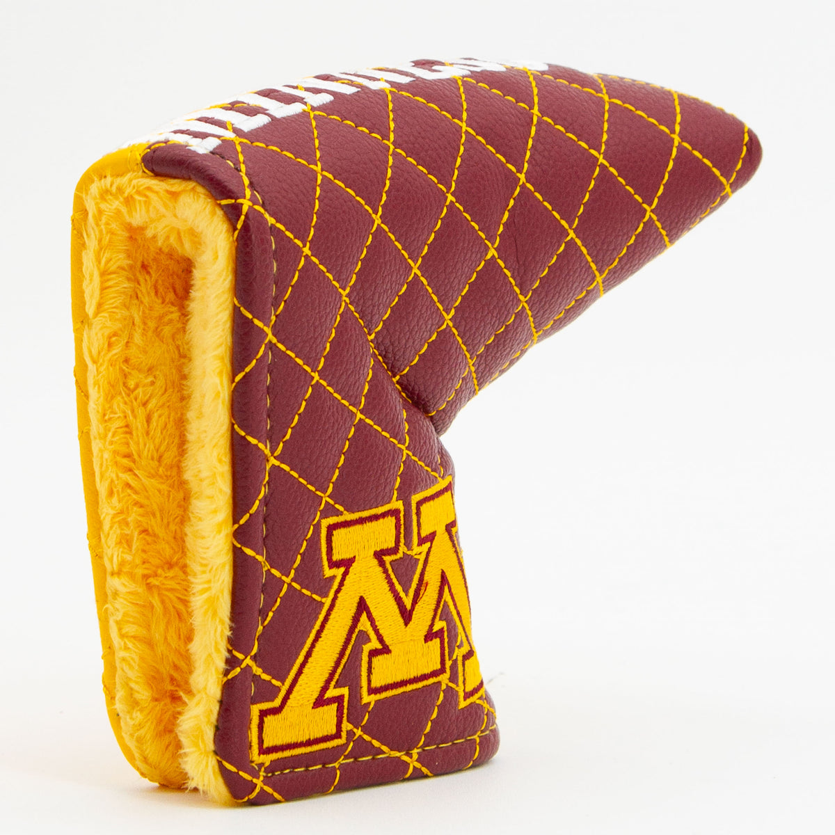 Minnesota Golden Gophers Split Quilted Blade Putter Cover, opening detail