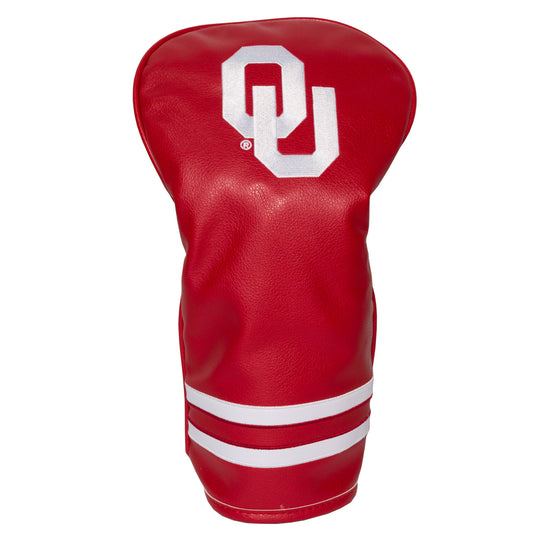 Red golf club head cover with 'OU' logo on a white background