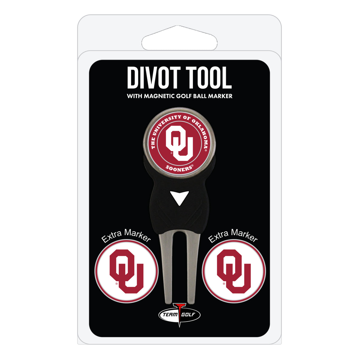 Oklahoma Sooners divot repair tool and three ball markers