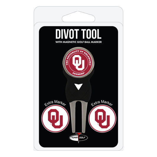Oklahoma Sooners divot repair tool and three ball markers