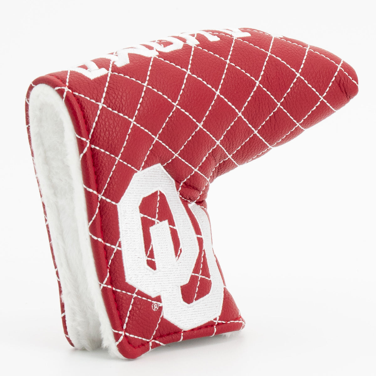 Oklahoma Sooners Solid Quilted Blade Putter Cover, opening detail